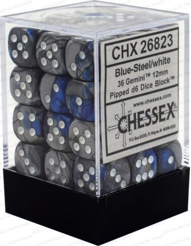 Chessex Gemini Blue Steel w/ White